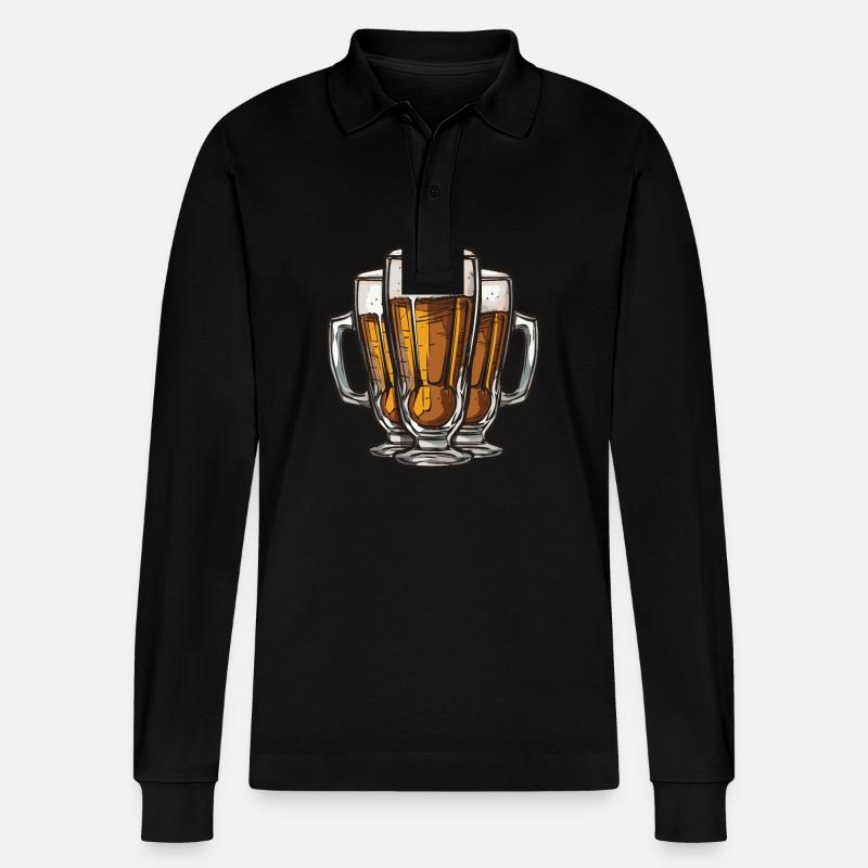 Bier Saufen Drinking - Stanley/Stella Unisex Bio-Langarm-Poloshirt Prepster - Schwarz