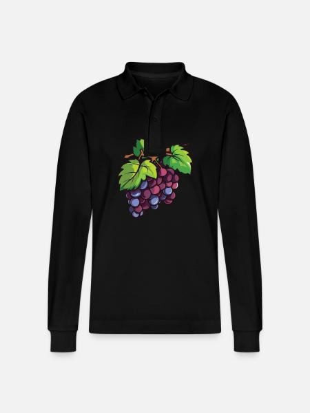 Grapes Symbol - Stanley/Stella Organic Unisex Long-Sleeved Polo Shirt Prepster - black