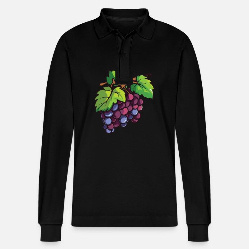 Weintrauben Symbol - Stanley/Stella Unisex Bio-Langarm-Poloshirt Prepster - Schwarz