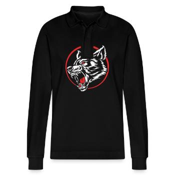 Werewolf - Stanley/Stella Organic Unisex Long-Sleeved Polo Shirt Prepster - black - Front - Anna (173cm) & Nico (186cm)