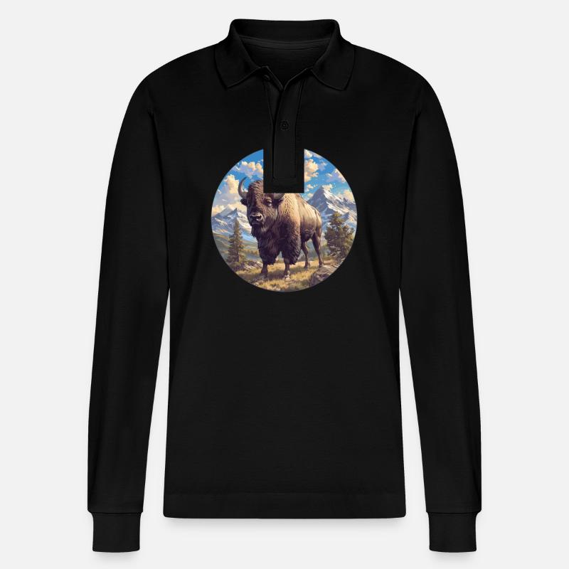 Bisons Bison - Stanley/Stella Unisex Bio-Langarm-Poloshirt Prepster - Schwarz