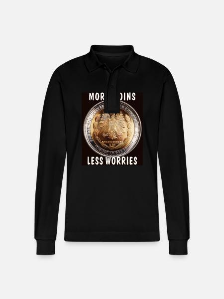 MEER MUNTEN, MINDER ZORGEN - Stanley/Stella uniseks bio poloshirt met lange mouwen Prepster - zwart