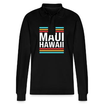 Maui Hawaï Hawaïen - Polo à manches longues bio PREPSTER Stanley/Stella Unisexe - noir - Devant - Anna (173cm) & Nico (186cm)