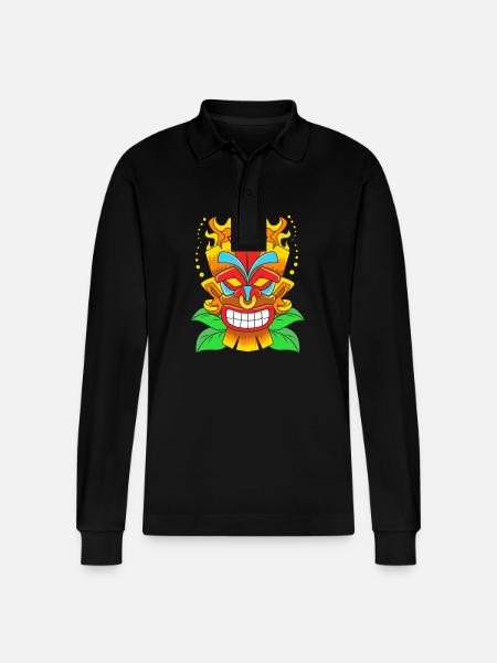 Maui Hawaii Hawaiian - Stanley/Stella Organic Unisex Long-Sleeved Polo Shirt Prepster - black