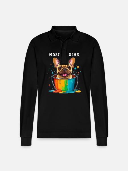 FRENCHIE MOST POPULAR DOG - Stanley/Stella Organic Unisex Long-Sleeved Polo Shirt Prepster - black