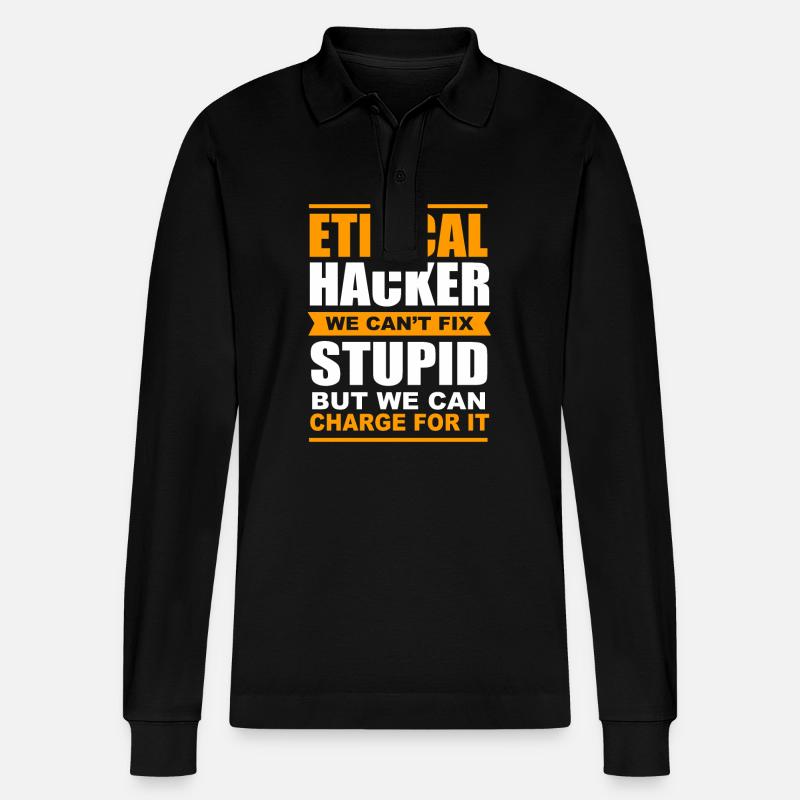 Cybersecurity Cyber Programmer Hacker - Stanley/Stella Organic Unisex Long-Sleeved Polo Shirt Prepster - black