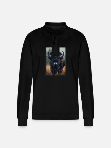 Bisons Bison - Stanley/Stella Organic Unisex Long-Sleeved Polo Shirt Prepster - black