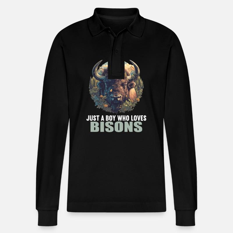 Bisons Bison - Stanley/Stella Unisex Bio-Langarm-Poloshirt Prepster - Schwarz