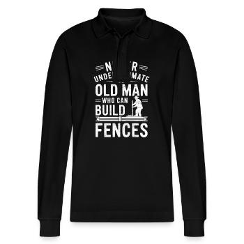 Zauninstallateur Zaunbauer Fence Installer - Stanley/Stella Unisex Bio-Langarm-Poloshirt Prepster - Schwarz - Vorne - Anna (173cm) & Nico (186cm)