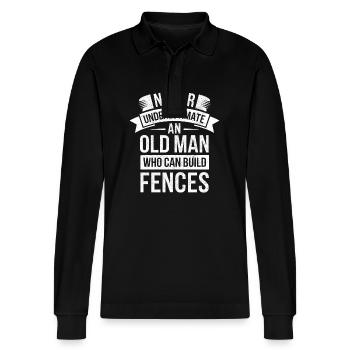 Zauninstallateur Zaunbauer Fence Installer - Stanley/Stella Unisex Bio-Langarm-Poloshirt Prepster - Schwarz - Vorne - Anna (173cm) & Nico (186cm)