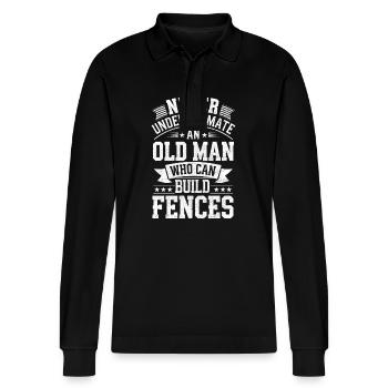 Zauninstallateur Zaunbauer Fence Installer - Stanley/Stella Unisex Bio-Langarm-Poloshirt Prepster - Schwarz - Vorne - Anna (173cm) & Nico (186cm)