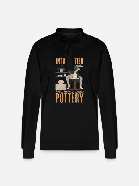 Pottery Ceramics Artist - Stanley/Stella Organic Unisex Long-Sleeved Polo Shirt Prepster - black