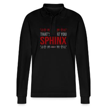 Ägyptologie Was du Sphinx Mythologie - Stanley/Stella Unisex Bio-Langarm-Poloshirt Prepster - Schwarz - Vorne - Anna (173cm) & Nico (186cm)