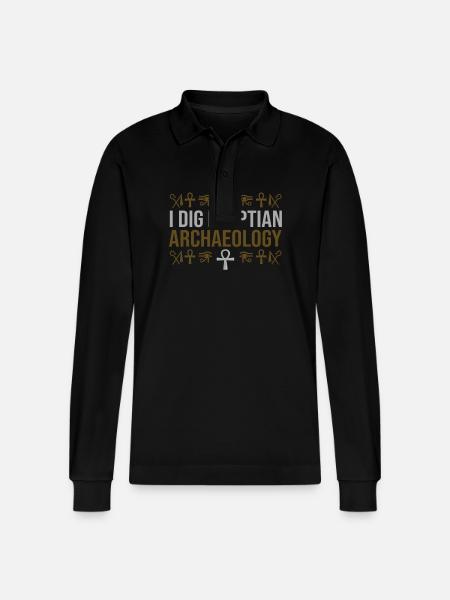 Dig Egyptian Archaeology Mythology - Stanley/Stella Organic Unisex Long-Sleeved Polo Shirt Prepster - black