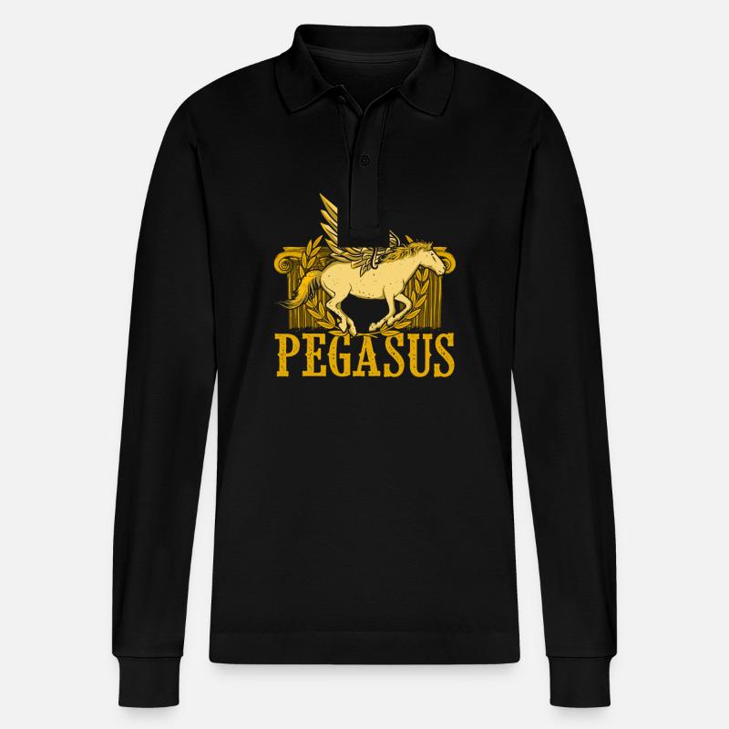 Déesse mythique Pégase Mythologie grecque - Polo à manches longues bio PREPSTER Stanley/Stella Unisexe - noir