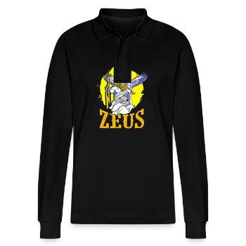 Zeus Goddess Greek Mythology - Stanley/Stella Organic Unisex Long-Sleeved Polo Shirt Prepster - black - Front - Anna (173cm) & Nico (186cm)