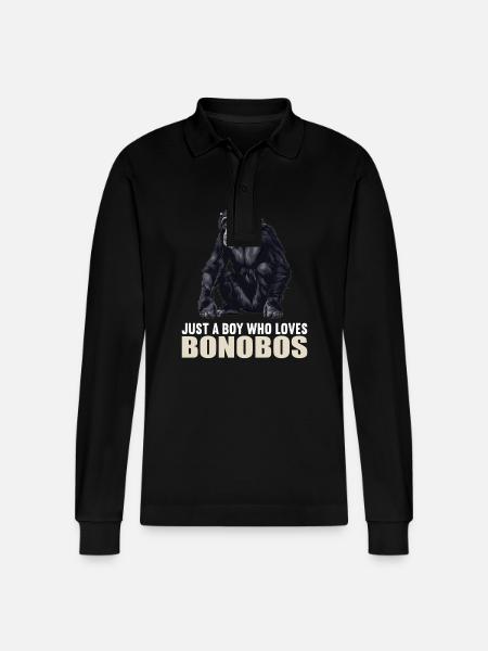 Bonobos Bonobo - Stanley/Stella Organic Unisex Long-Sleeved Polo Shirt Prepster - black