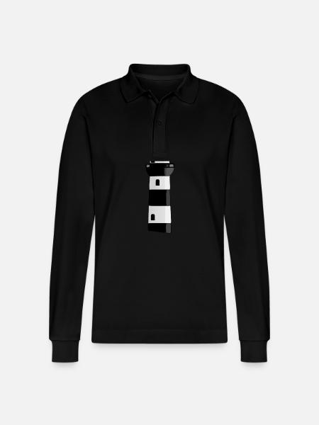 Gray Lighthouse - Stanley/Stella Organic Unisex Long-Sleeved Polo Shirt Prepster - black