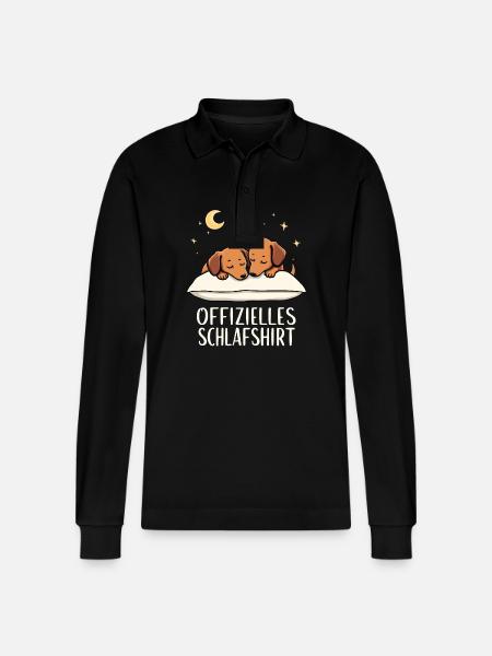 Official Sleeping Shirt Dachshund Pair - Stanley/Stella Organic Unisex Long-Sleeved Polo Shirt Prepster - black