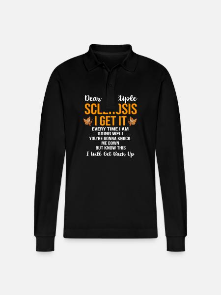 Multiple Sclerosis MS - Stanley/Stella Organic Unisex Long-Sleeved Polo Shirt Prepster - black