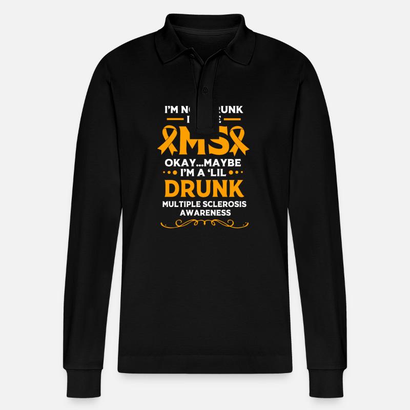 Multiple Sclerosis MS - Stanley/Stella Organic Unisex Long-Sleeved Polo Shirt Prepster - black