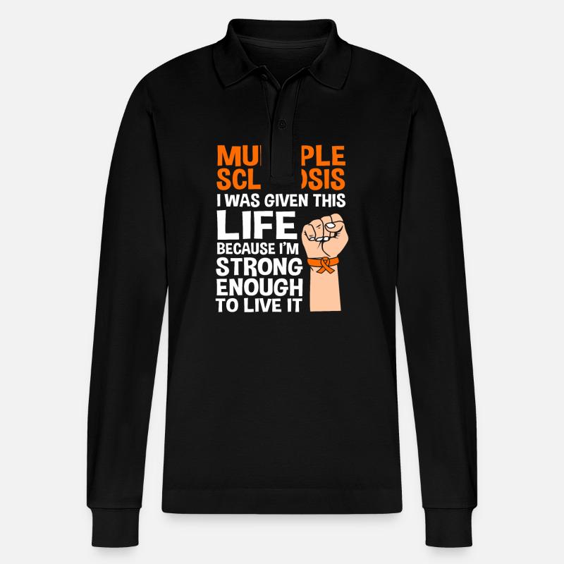 Multiple Sclerosis MS - Stanley/Stella Organic Unisex Long-Sleeved Polo Shirt Prepster - black