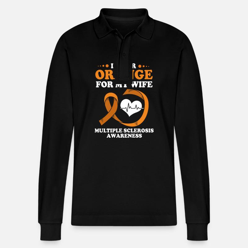 Multiple Sclerosis MS - Stanley/Stella Organic Unisex Long-Sleeved Polo Shirt Prepster - black