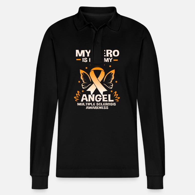 Multiple Sclerosis MS - Stanley/Stella Organic Unisex Long-Sleeved Polo Shirt Prepster - black