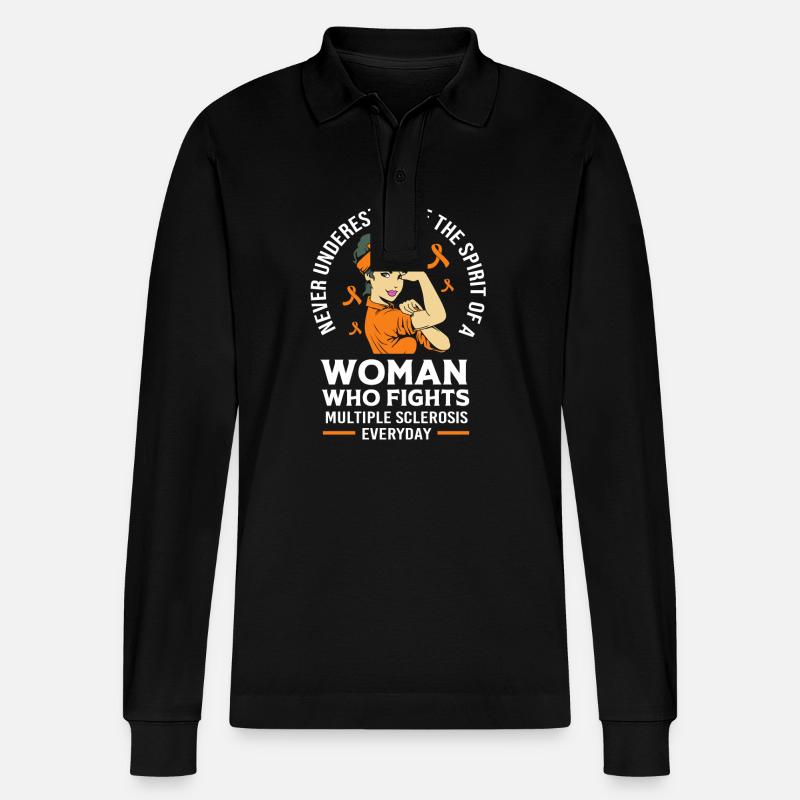 Multiple Sclerosis MS - Stanley/Stella Organic Unisex Long-Sleeved Polo Shirt Prepster - black