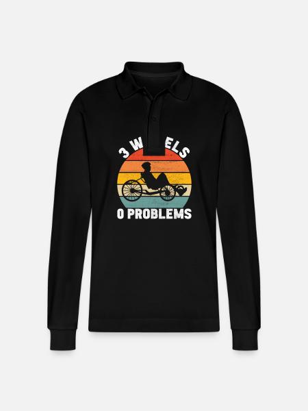 Recumbent Trike Liegetrike Liegedreirad - Stanley/Stella Unisex Bio-Langarm-Poloshirt Prepster - Schwarz