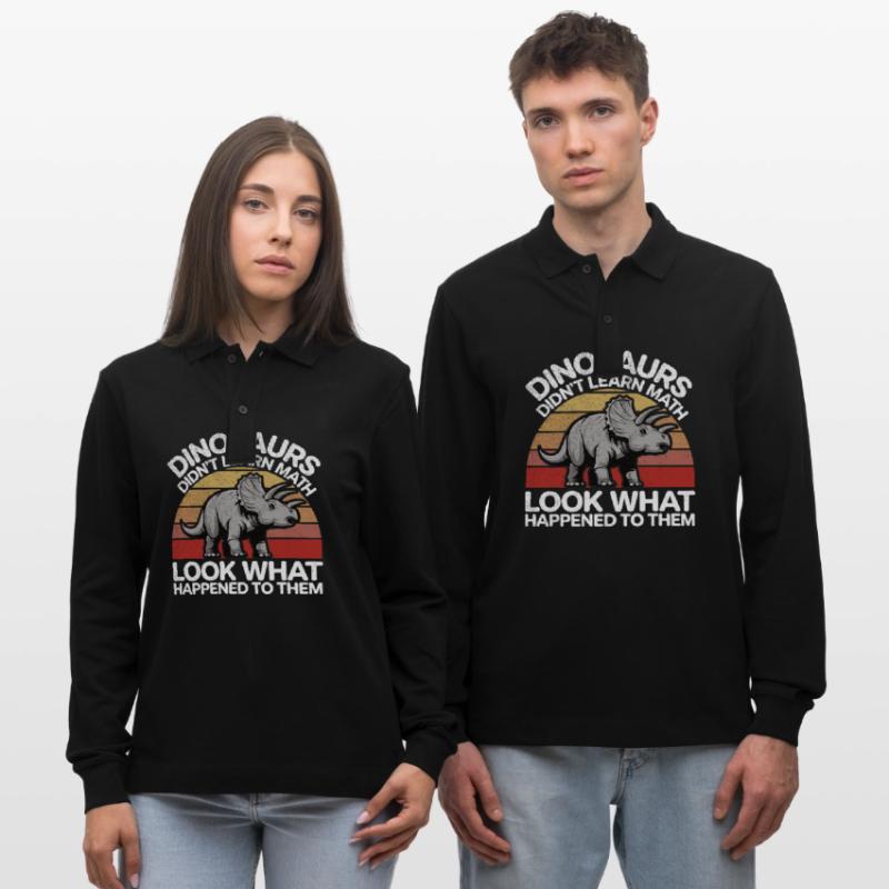 Dinosaurs Didn't Learn Math Funny Mathematician Di Stanley/Stella Organic Unisex Long-Sleeved Polo Shirt Prepster