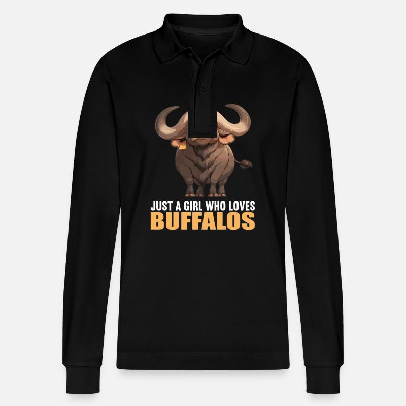 Buffalos Buffalo Büffel - Stanley/Stella Unisex Bio-Langarm-Poloshirt Prepster - Schwarz