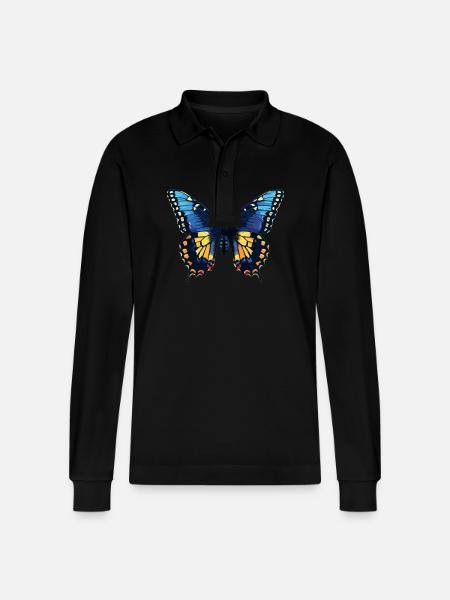 Sommerfugl Sommerfugle Sommerfugl - Stanley/Stella Prepster økologisk unisex langærmet poloshirt - sort