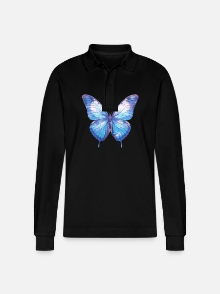 Sommerfugl Sommerfugle Sommerfugl - Stanley/Stella Prepster økologisk unisex langærmet poloshirt - sort