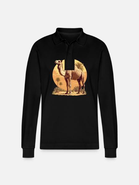 Camel Kamele Kamel - Stanley/Stella Organic Unisex Long-Sleeved Polo Shirt Prepster - black