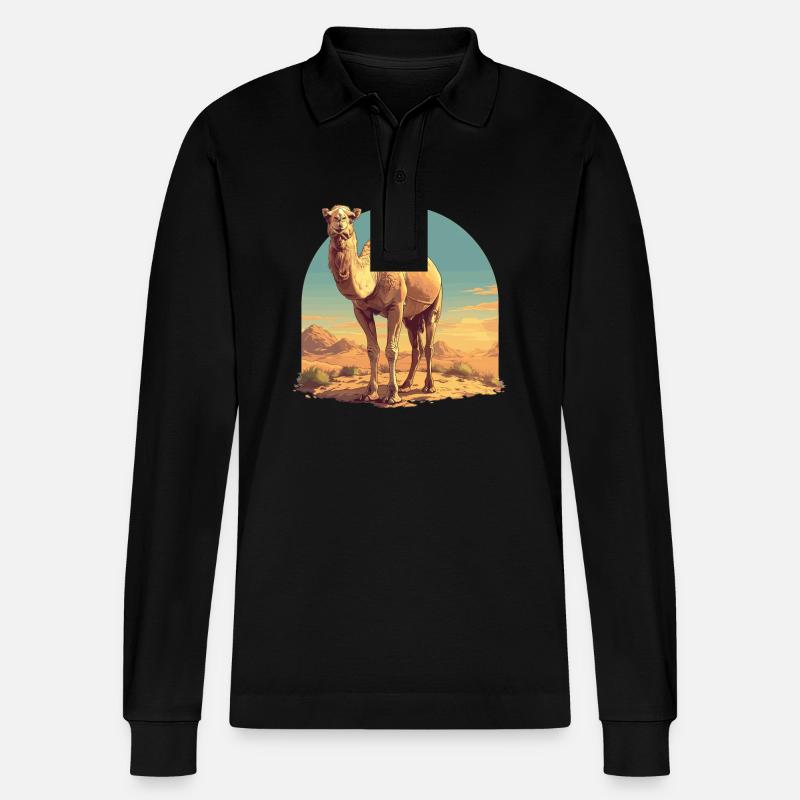 Camel Kamele Kamel - Stanley/Stella Unisex Bio-Langarm-Poloshirt Prepster - Schwarz