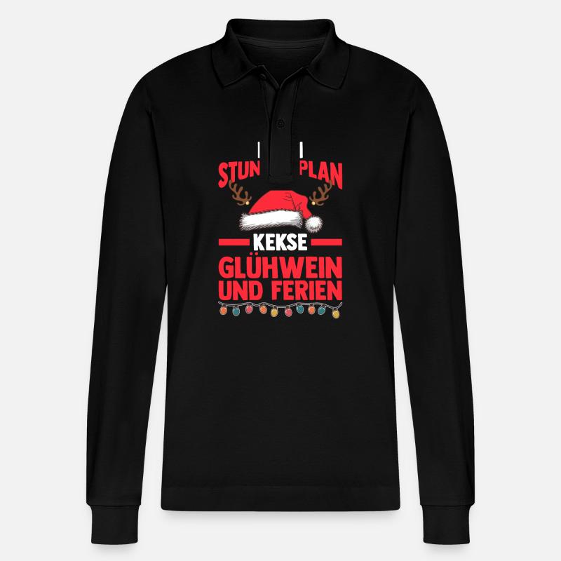 Weihnachtsmann Weihnachten Schule Lehrer - Stanley/Stella Unisex Bio-Langarm-Poloshirt Prepster - Schwarz