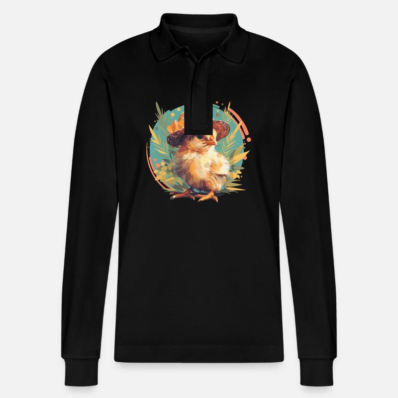 Rooster Hähne Hahn - Stanley/Stella Unisex Bio-Langarm-Poloshirt Prepster - Schwarz