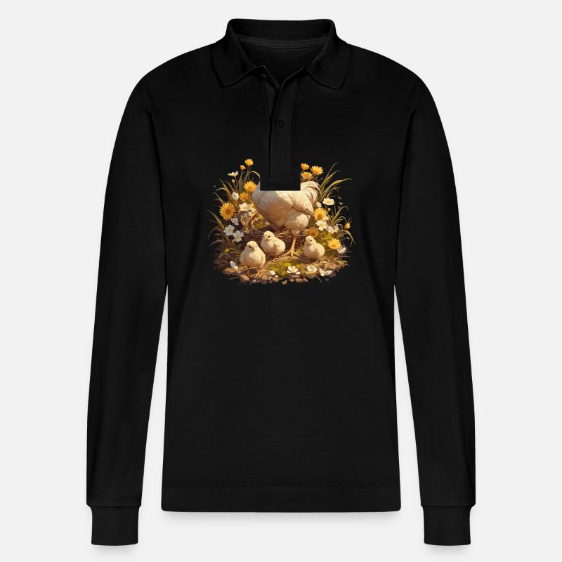Rooster Hähne Hahn - Stanley/Stella Unisex Bio-Langarm-Poloshirt Prepster - Schwarz