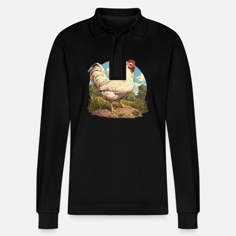 Rooster Hähne Hahn - Stanley/Stella Unisex Bio-Langarm-Poloshirt Prepster - Schwarz