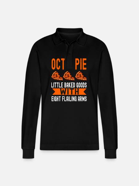 Patissier Octo-pie Baked Goods Baking - Stanley/Stella Organic Unisex Long-Sleeved Polo Shirt Prepster - black