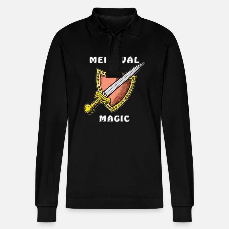 MEDIEVAL SWORD MEDIEVAL MAGIC - Stanley/Stella Organic Unisex Long-Sleeved Polo Shirt Prepster - black
