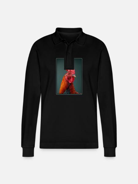 Rooster Hähne Hahn - Stanley/Stella Unisex Bio-Langarm-Poloshirt Prepster - Schwarz