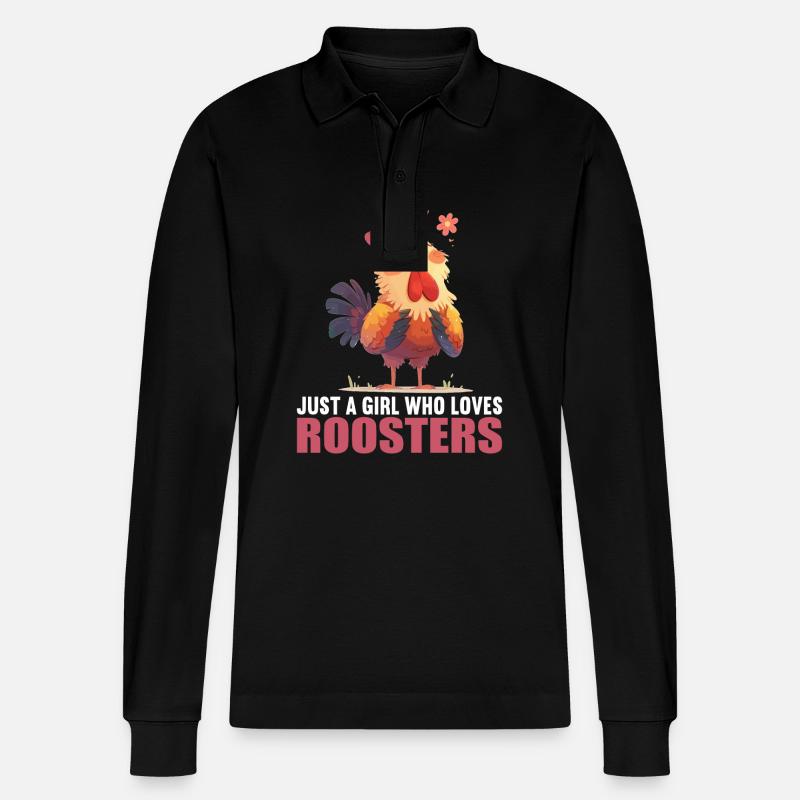 Rooster Hähne Hahn - Stanley/Stella Unisex Bio-Langarm-Poloshirt Prepster - Schwarz