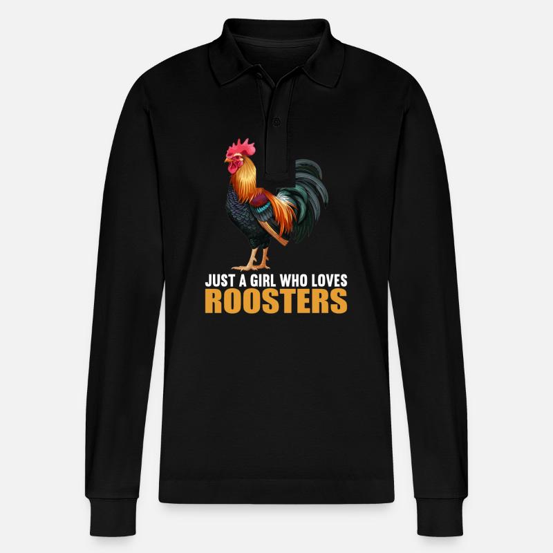 Rooster Hähne Hahn - Stanley/Stella Unisex Bio-Langarm-Poloshirt Prepster - Schwarz