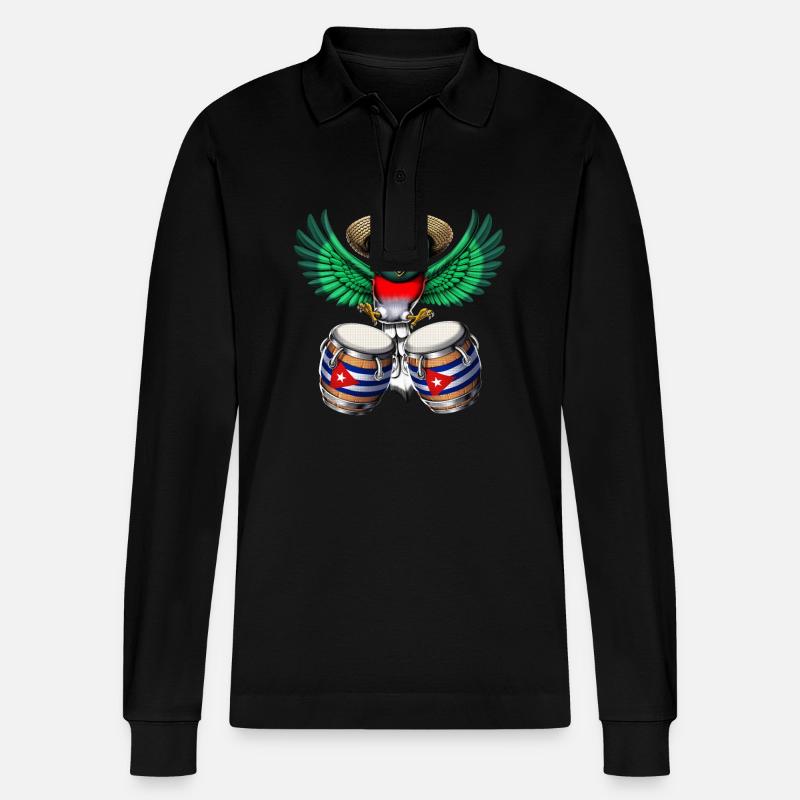 Kuba Trogon Vogeltrommel - Stanley/Stella Unisex Bio-Langarm-Poloshirt Prepster - Schwarz