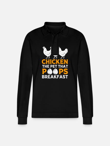 Chicken Poultry - Stanley/Stella Organic Unisex Long-Sleeved Polo Shirt Prepster - black