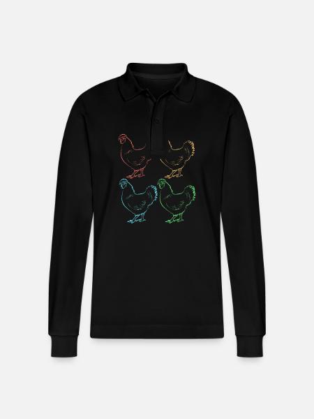 Chicken Poultry - Stanley/Stella Organic Unisex Long-Sleeved Polo Shirt Prepster - black