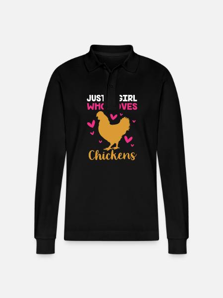 Chicken Poultry - Stanley/Stella Organic Unisex Long-Sleeved Polo Shirt Prepster - black