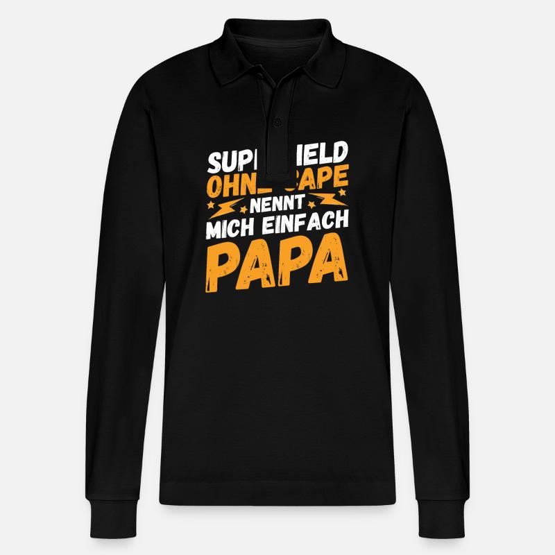 Vater Papa - Stanley/Stella Unisex Bio-Langarm-Poloshirt Prepster - Schwarz